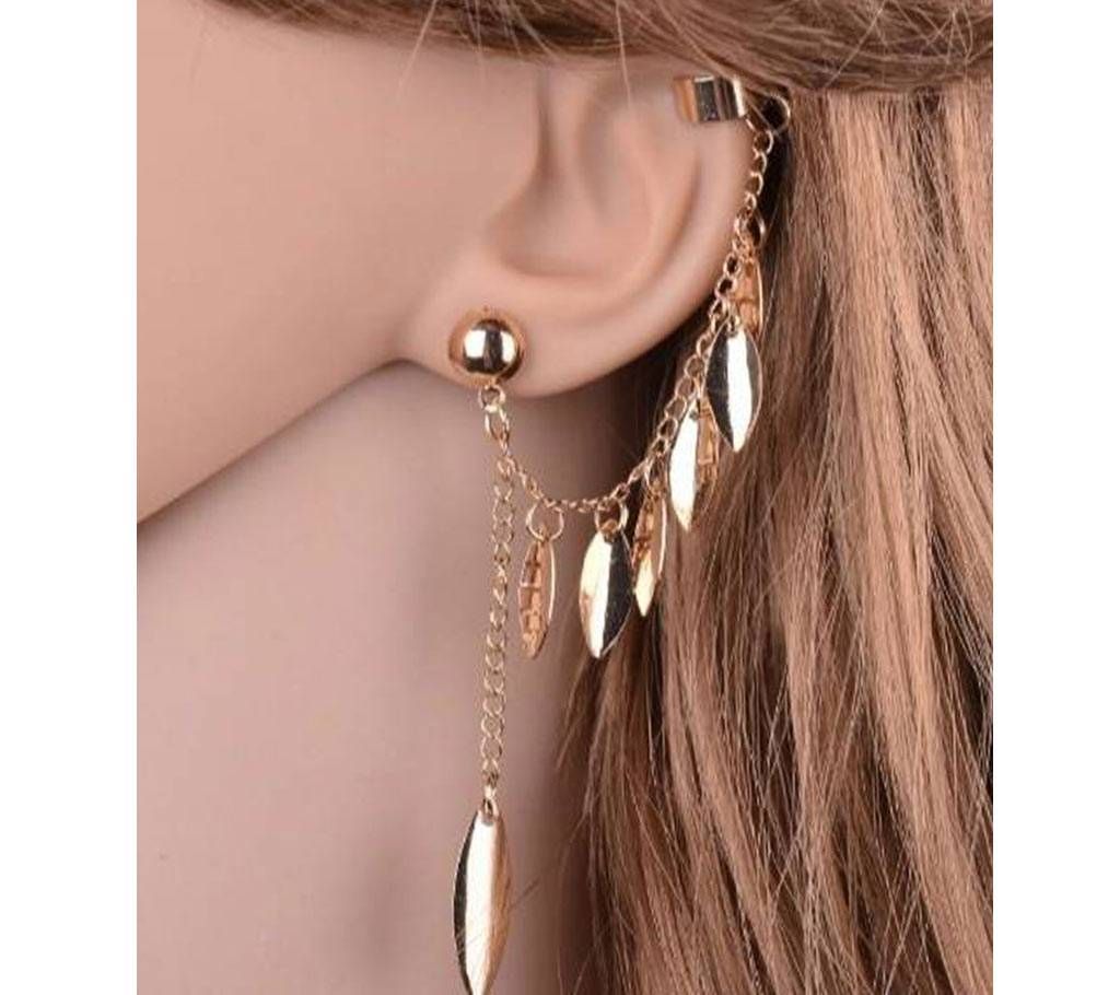 1pcs Gold Color Alloy Leaves Tassel Earrings For Women