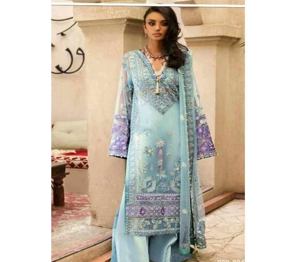 Unstitched Butterfly Net Embroidery Three Piece