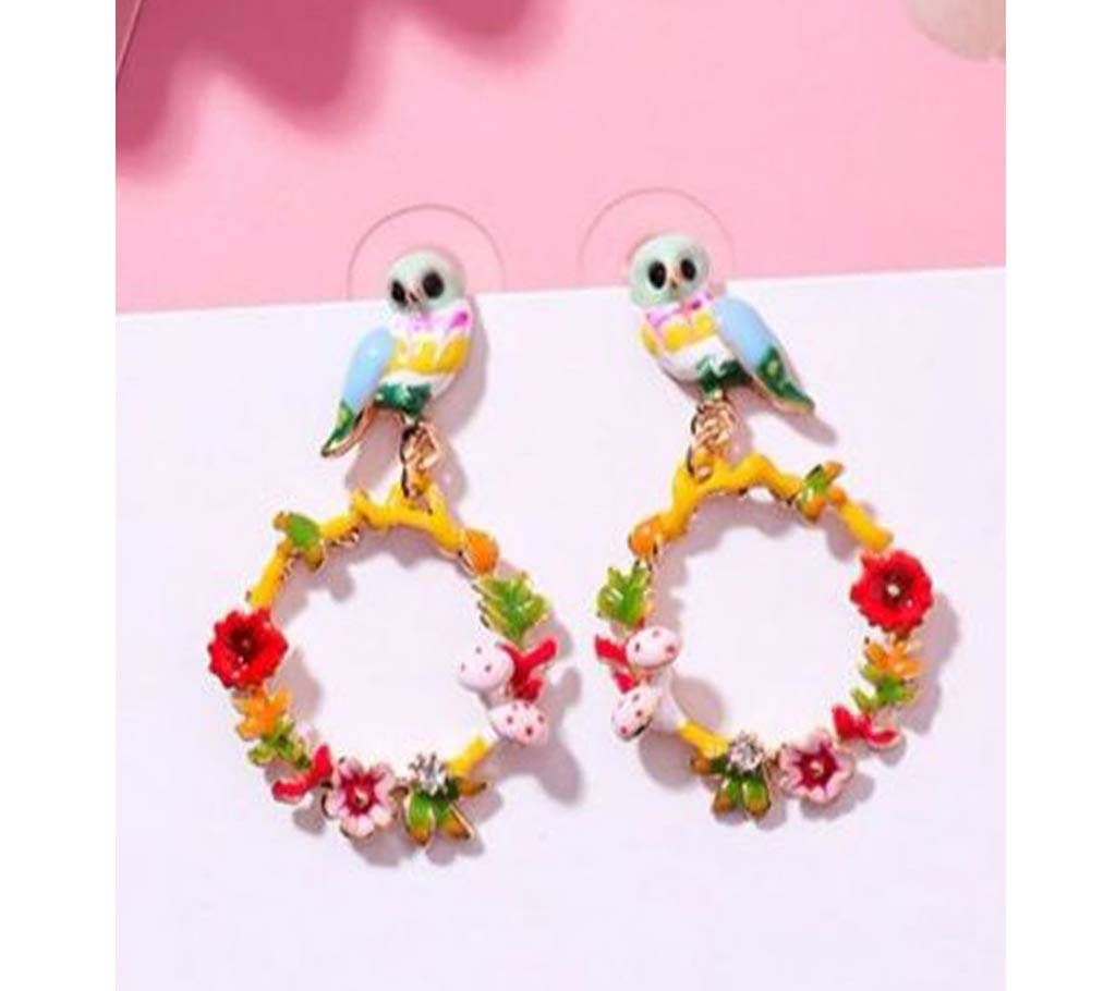 Silver Cute Colorful Flowers Drop Earrings for Women