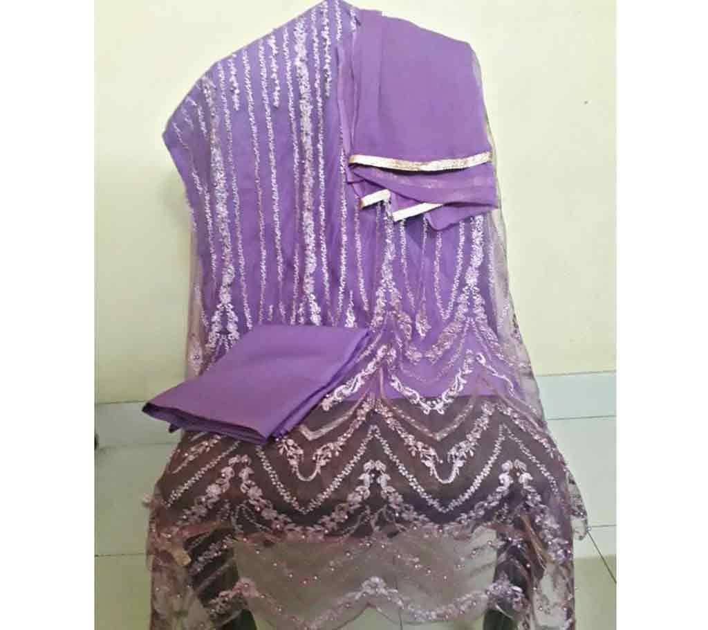 Unstitched Net Four Piece Salwar Kamiz 