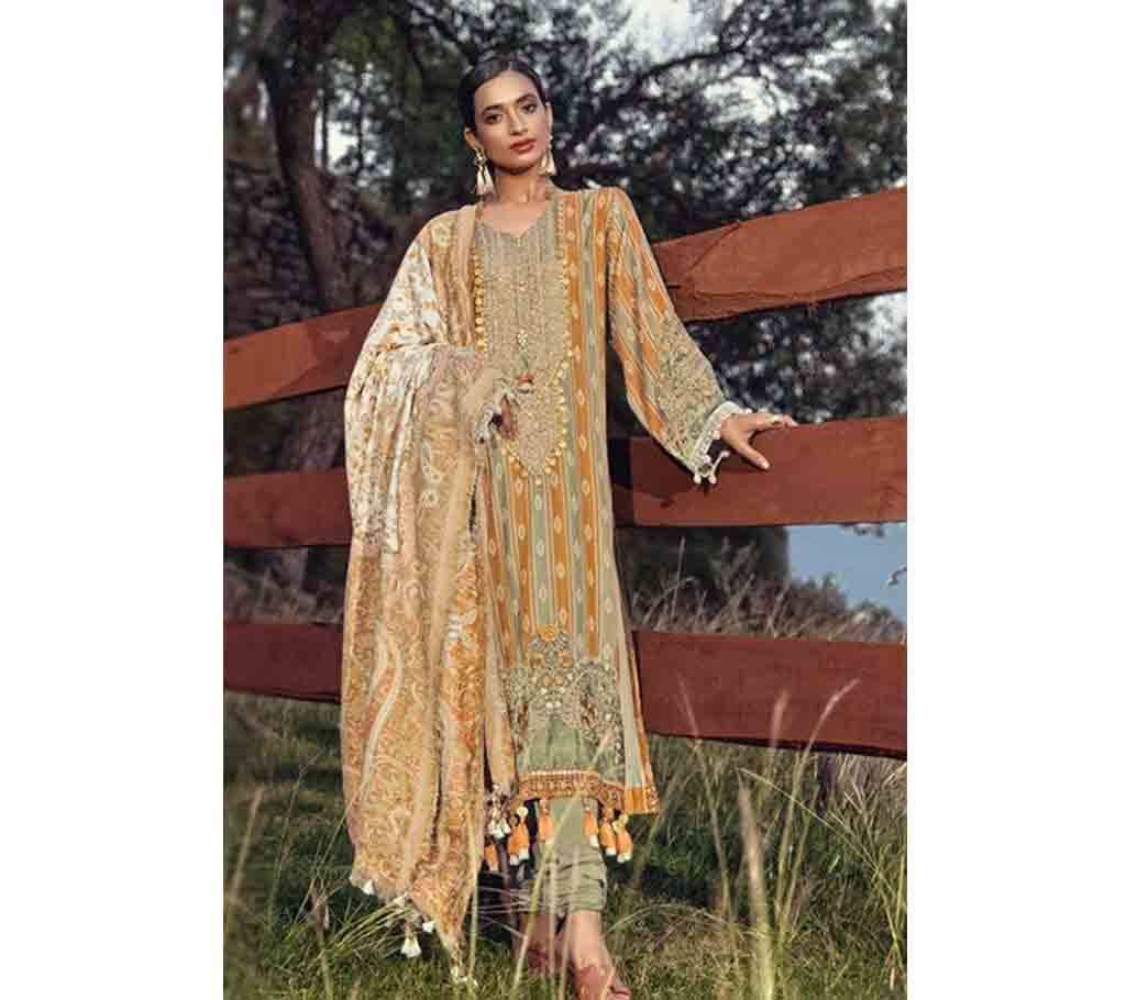 Maria.B Linen By Deepsy Suits Unstitched Cotton 3Pcs- 263