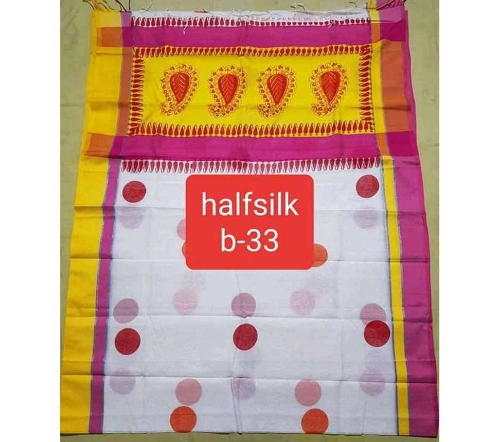 Half Silk Saree - Purple Yellow b-33