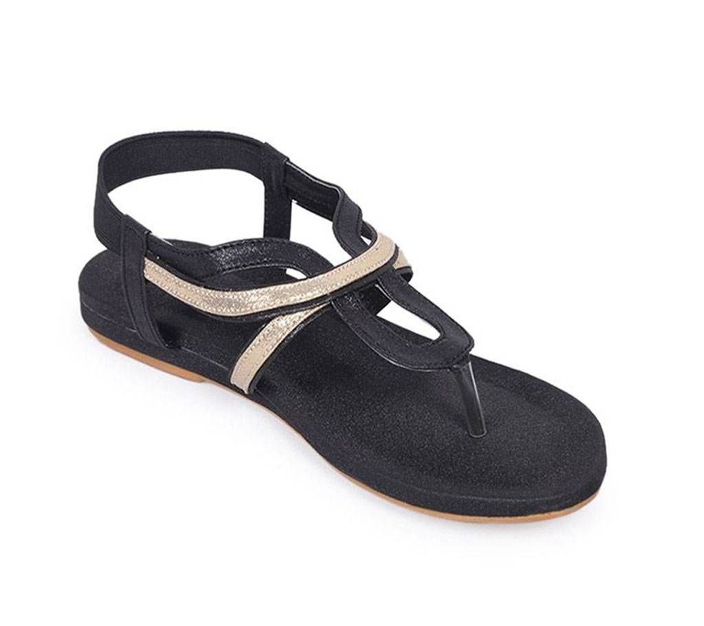 Twinkler Beige/Black Artificial Leather Girl's Sandal 