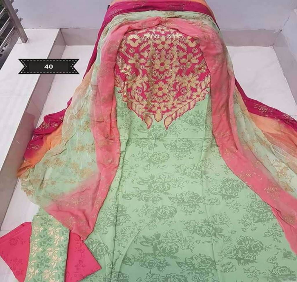 Linen Screen Print Unstitched Three pcs