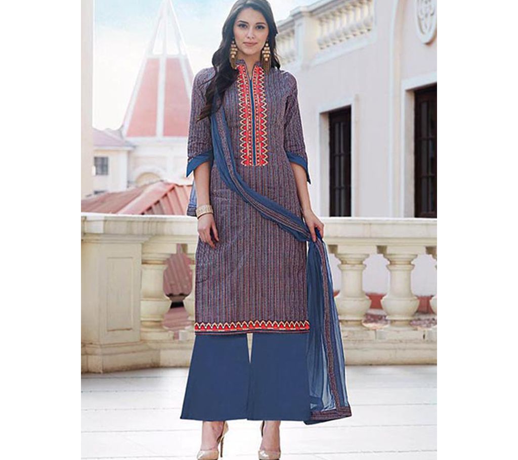 Indian Semi Stitched Embroidery Three Piece