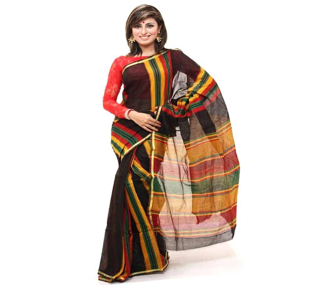 Black yellow silk sharee