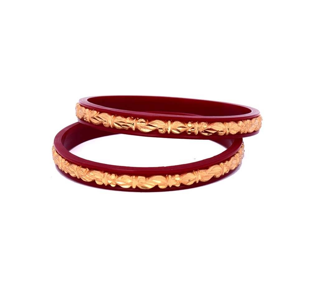 Indian Golden And Red Bangles For Ladies (2 pcs)