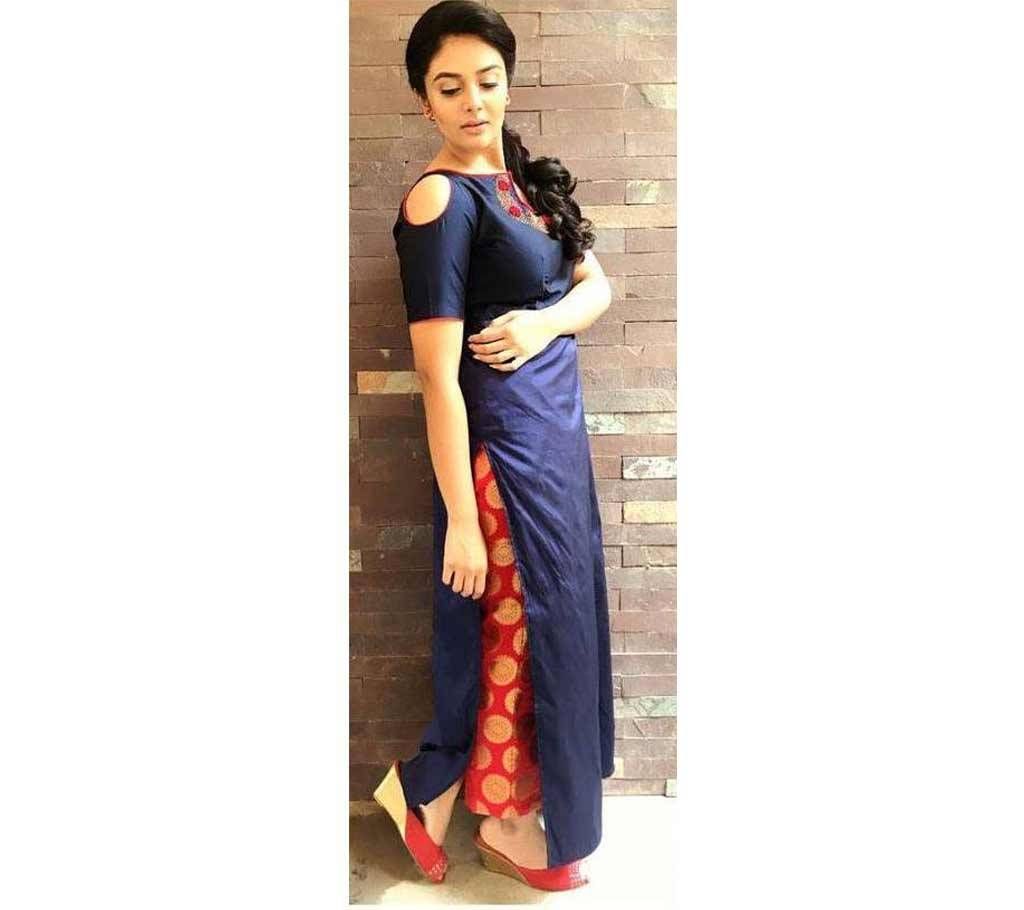 Semi Stitched Half Silk Three piece