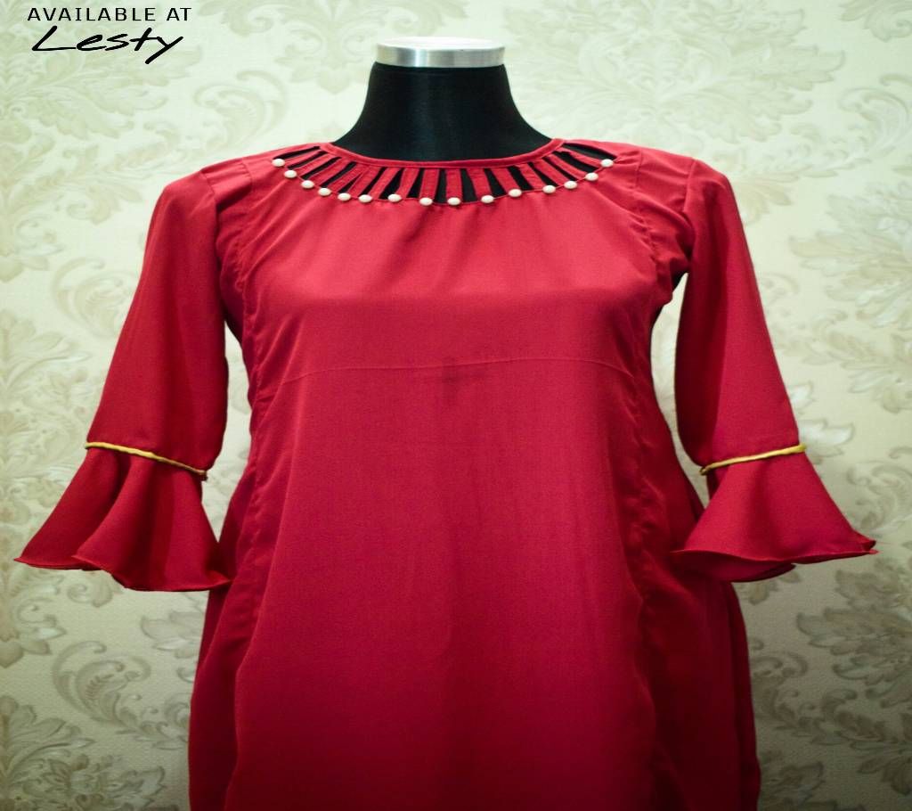 Red Kurti with ruffle sleeve (EID COLLECTION 2018)