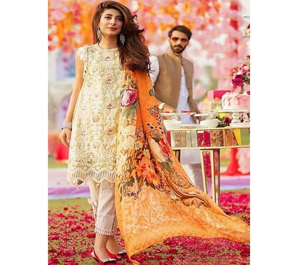Pakistani Salwar Suit - Unstitched Three Piece
