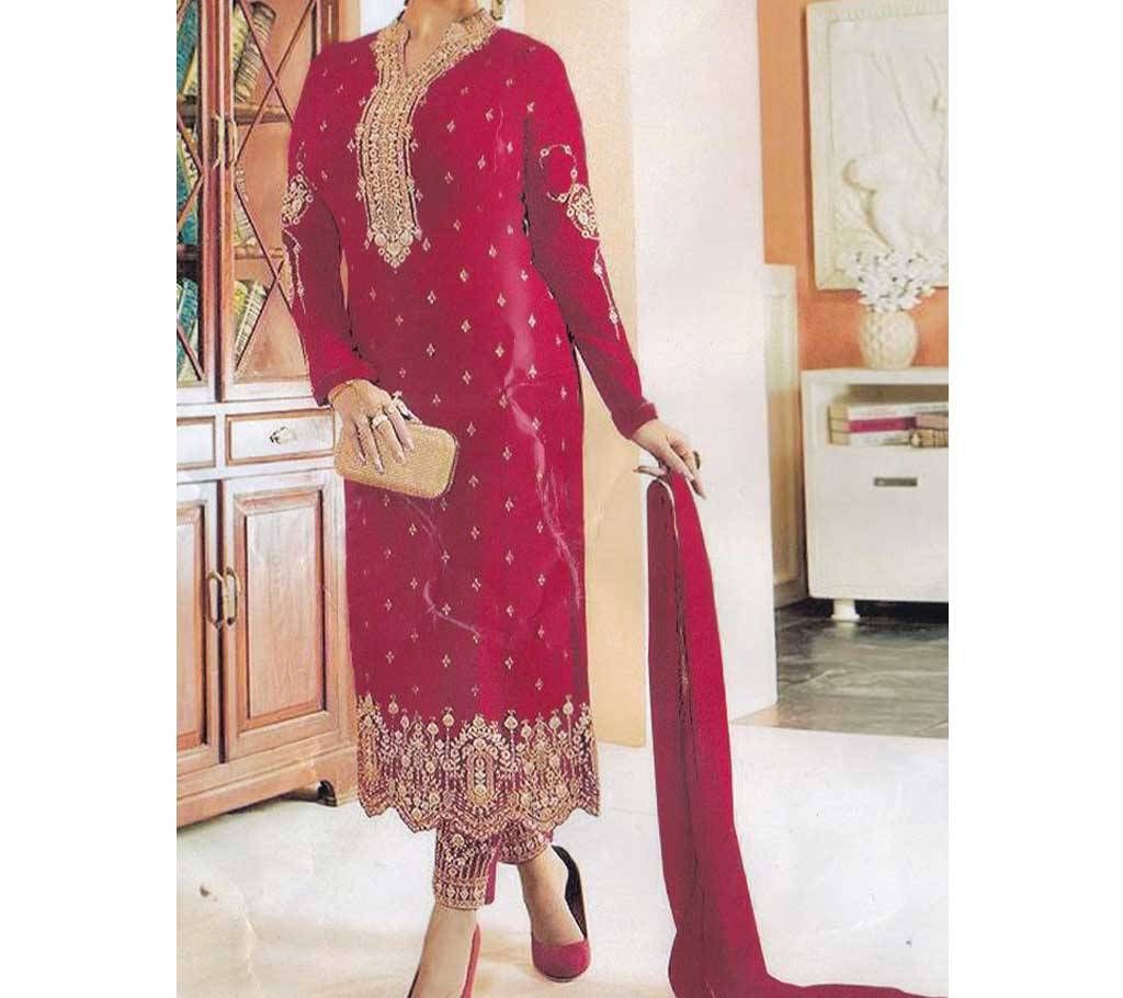Semi Stitched Georgette Gorgeous Embroidery three Pieces - Copy