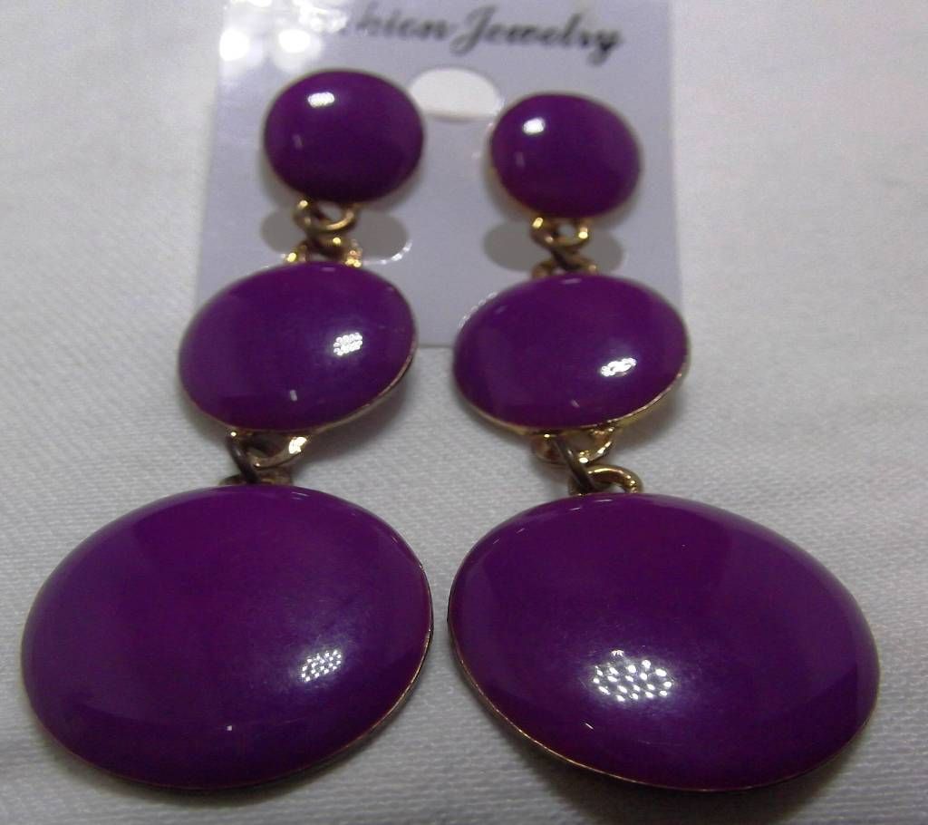 Purple Color Metal Earrings