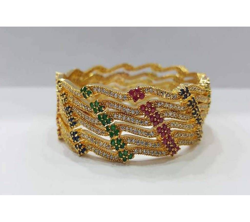 Gold Plated Diamond cut Bangles (6 pc )