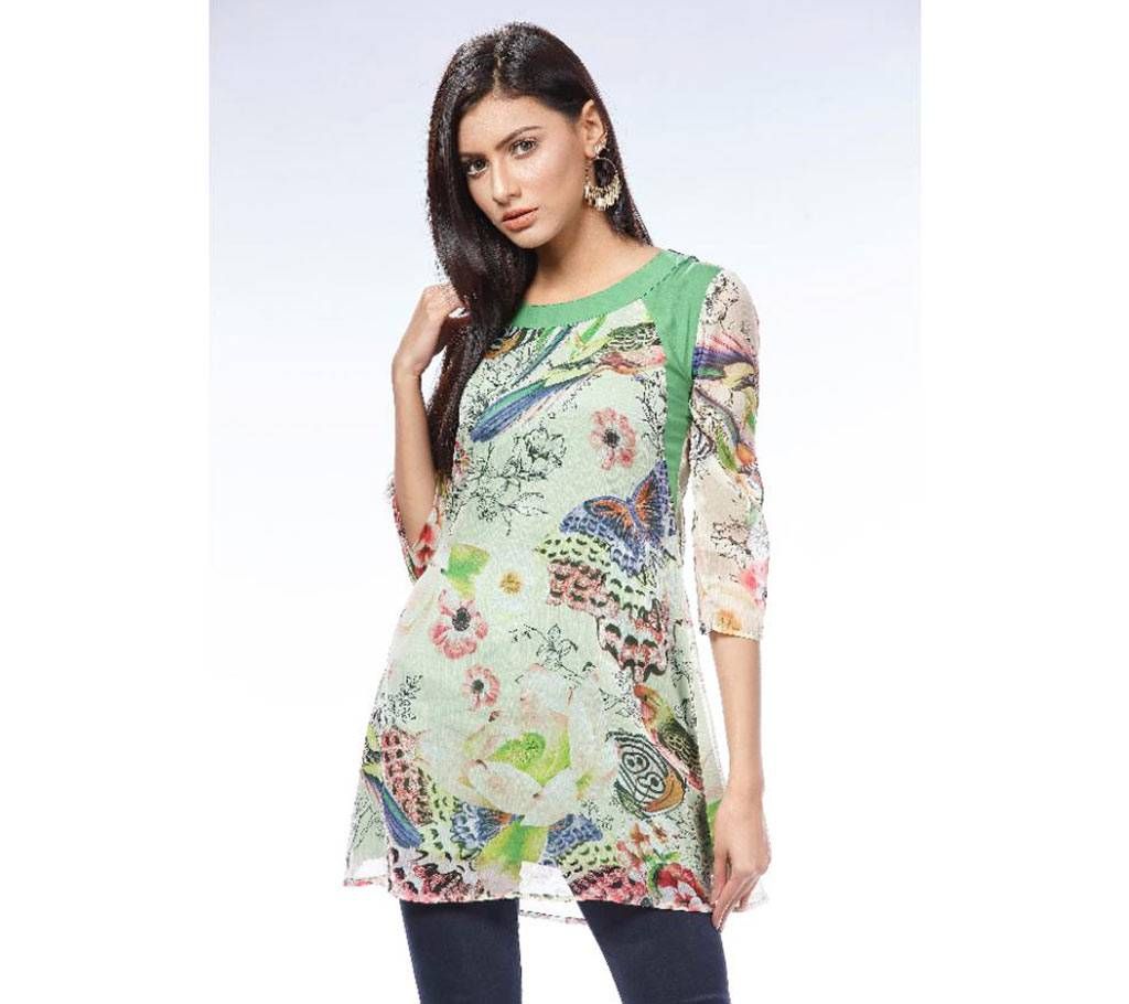 Lemon Linen Chiffon Printed Tops