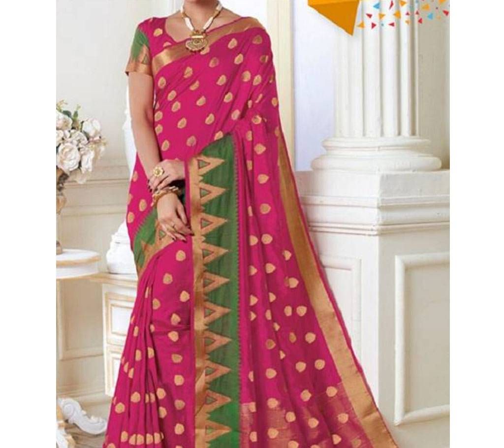 Indian Hot Pink Silk Saree