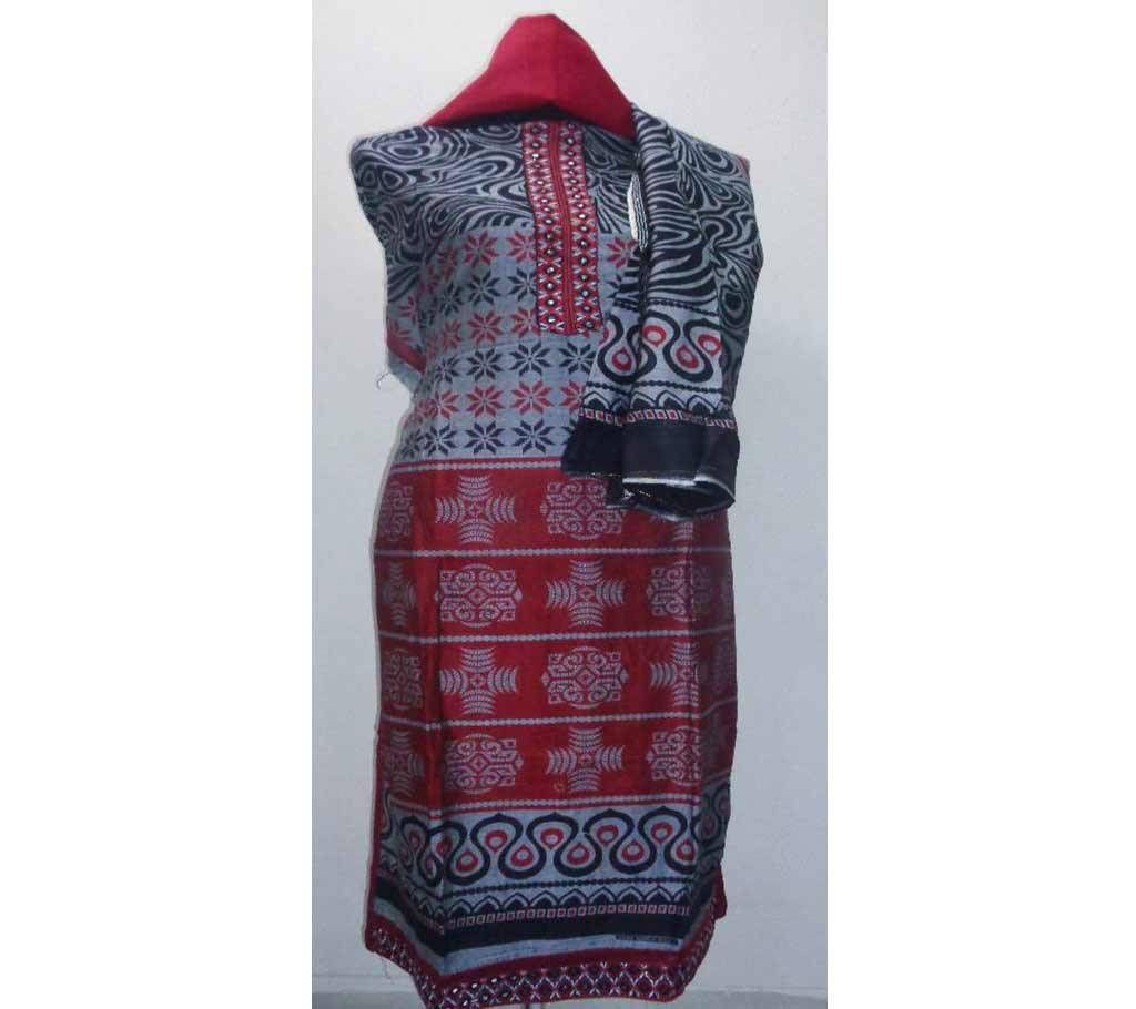 Indian Unstitched Tissue Cotton Three Piece 407