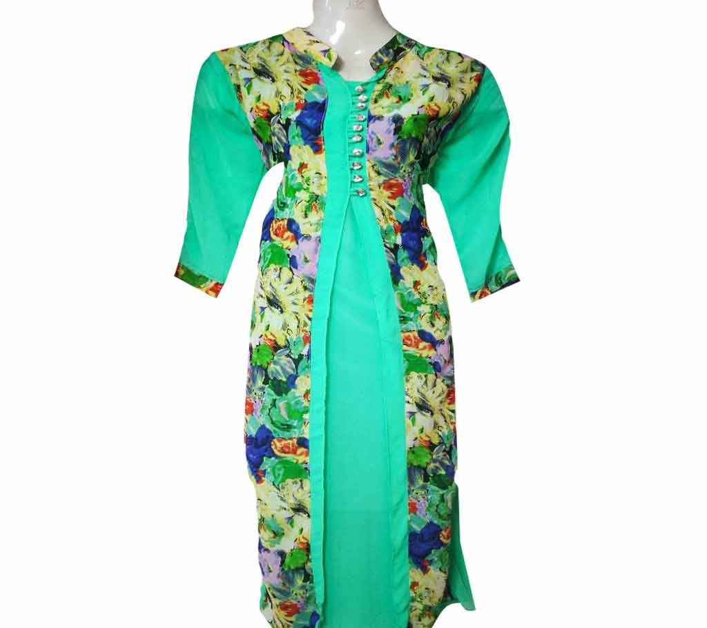 Paste Georgette Three Quarter Sleeves Kurti for Women
