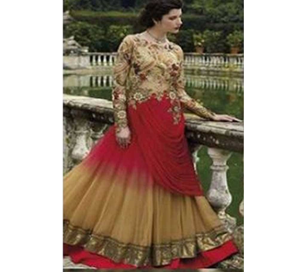 Unstitched green & red Salwar Kameez For Women - Copy