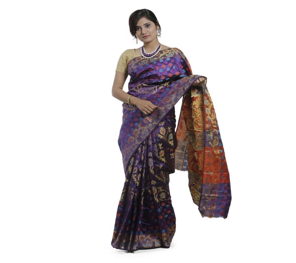 Purple Color Tangail Silk Jamdani Saree