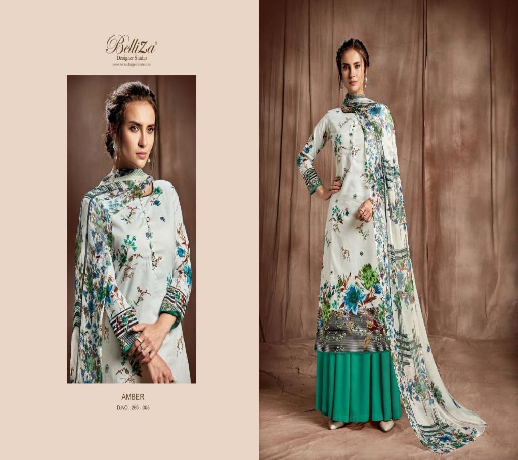 Belliza Designer Studio Presents Amber Salwar Suits White and green