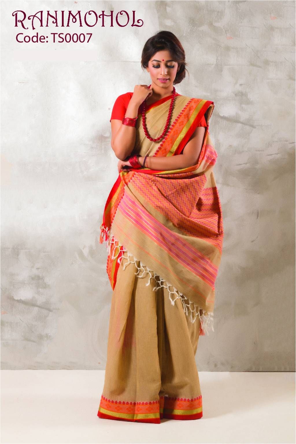 Tangail Jute Cotton Saree With Blouse Piece 