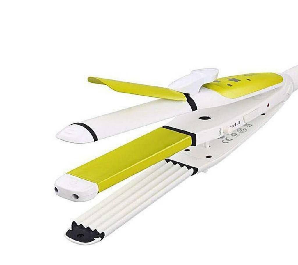 KM-2208 Hair Straightener - White and Yellow