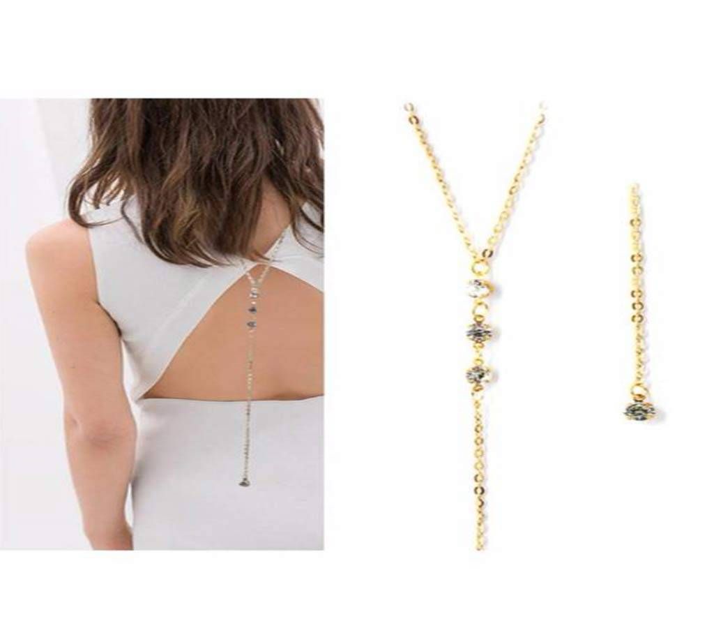 Front+Back Rhinestone Crystal Chain Necklace For Women