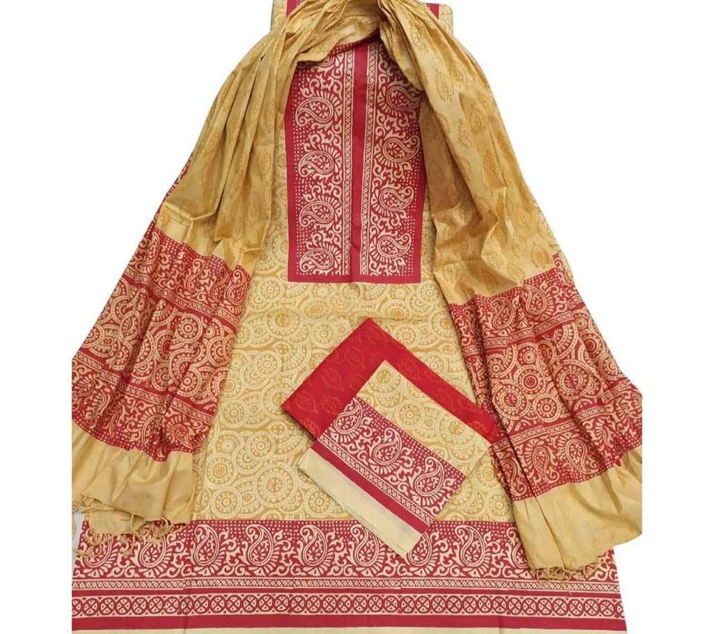 Unstitched Block Printed Cotton Salwar kameez fs-21
