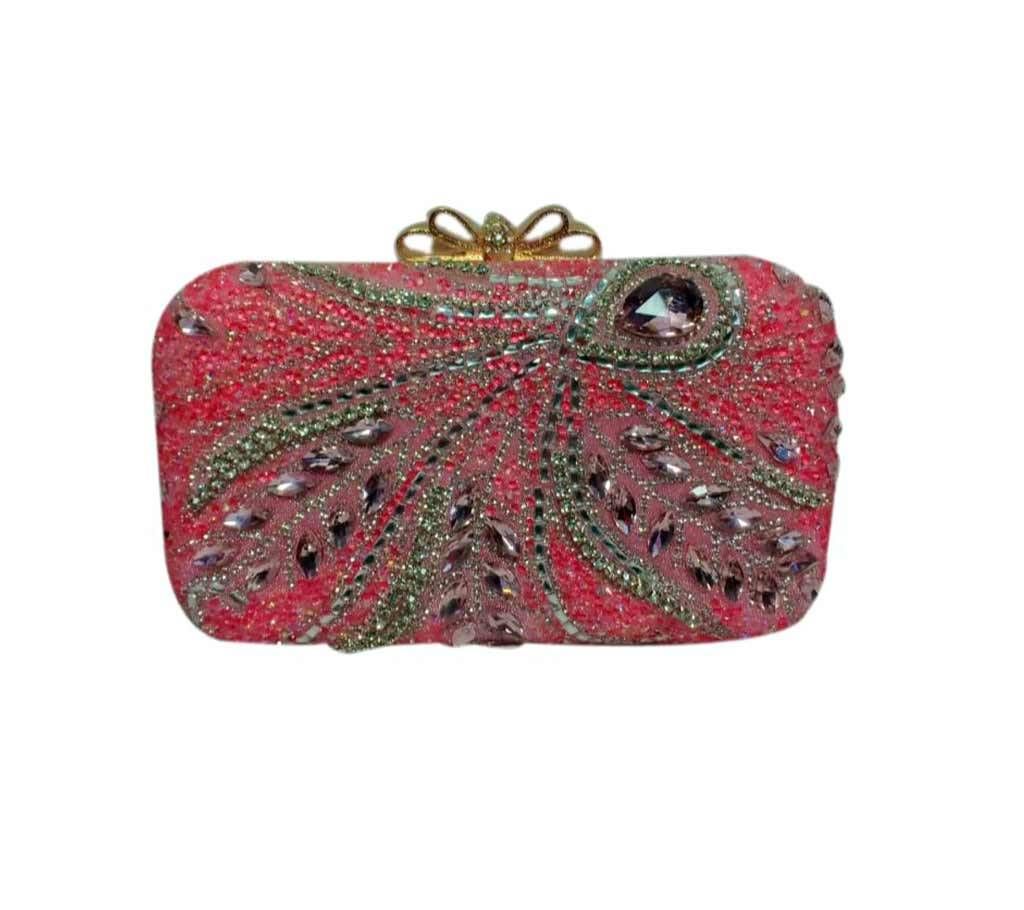 Chinas new collection Round shape design stone decorated handbag womens purse clutch bag