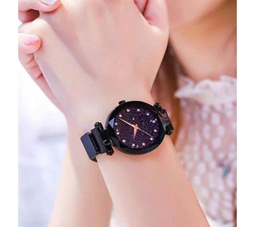 Magnet Chain Ladies Wrist Watch - Black