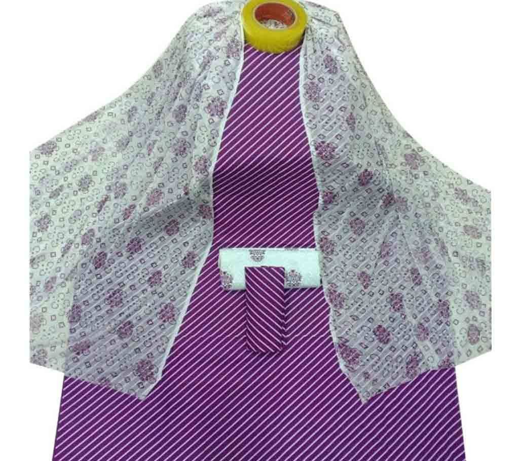 Violet Unstitched Skin Printed Cotton 3Piece