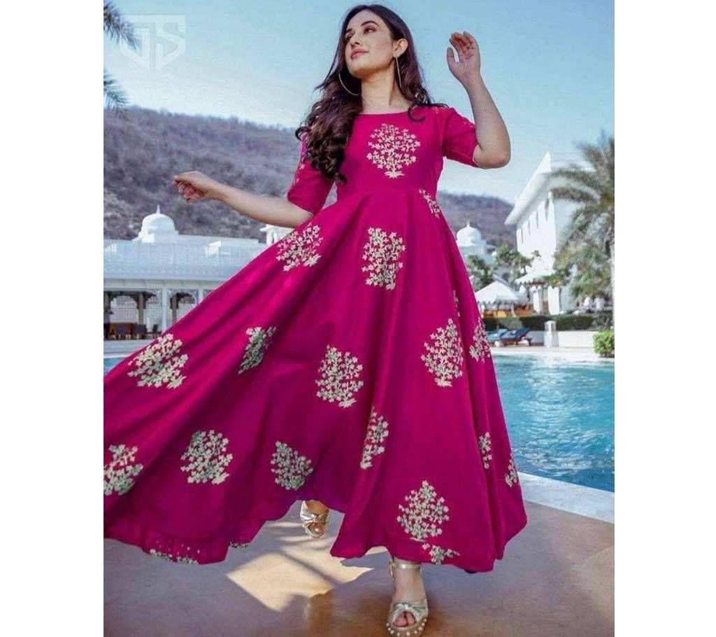  Cotton Stitched Kurti -Pink 