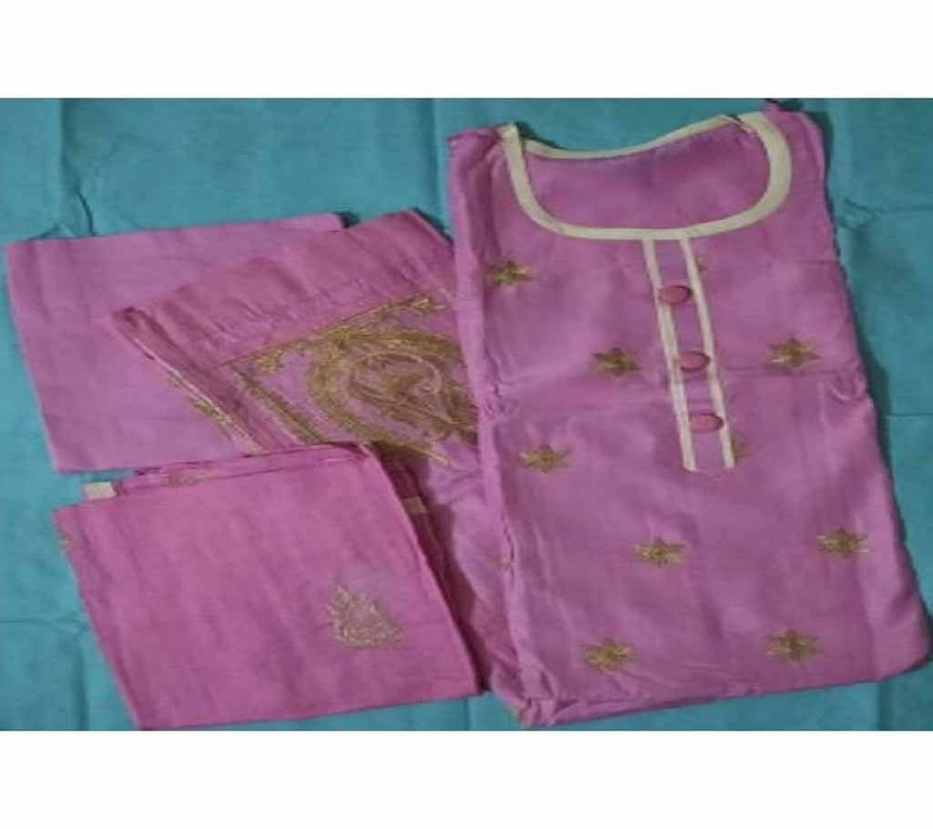 Unstitched China Cotton Three Piece- Pink 03