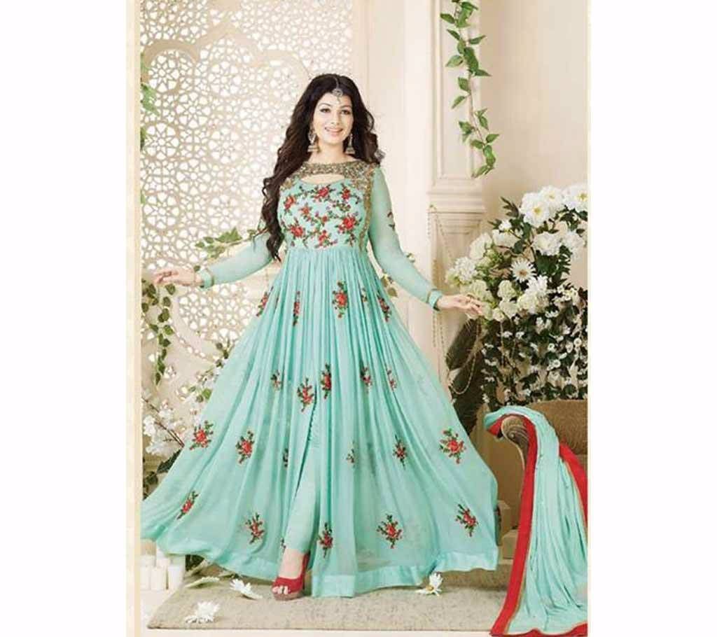 Semistitched Embroidery Long Party Suit - Copy