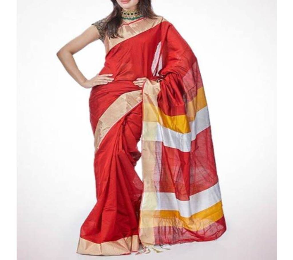 Maroon Cotton Saree For Women