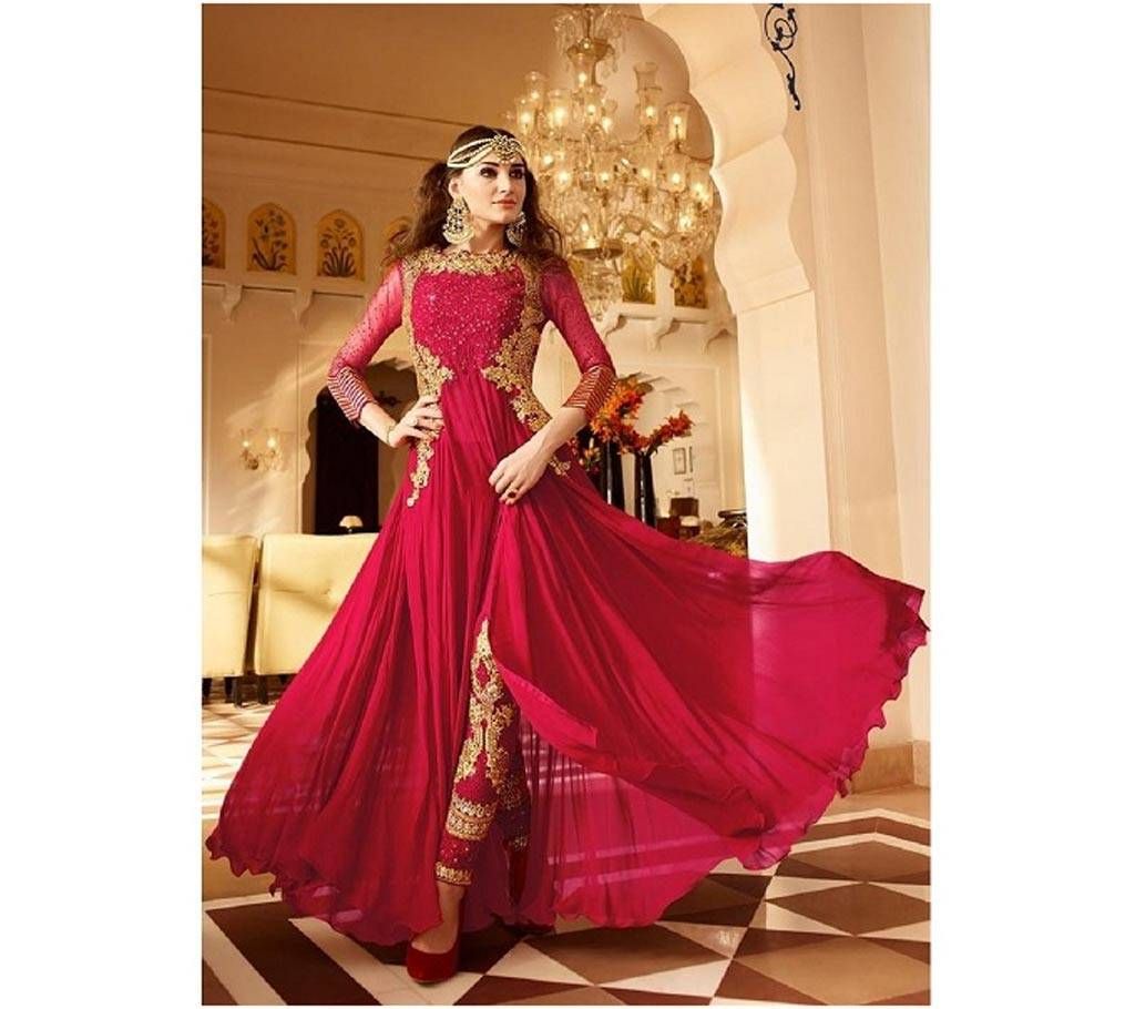 Embroidered Georgette and Net Abaya Style Suit