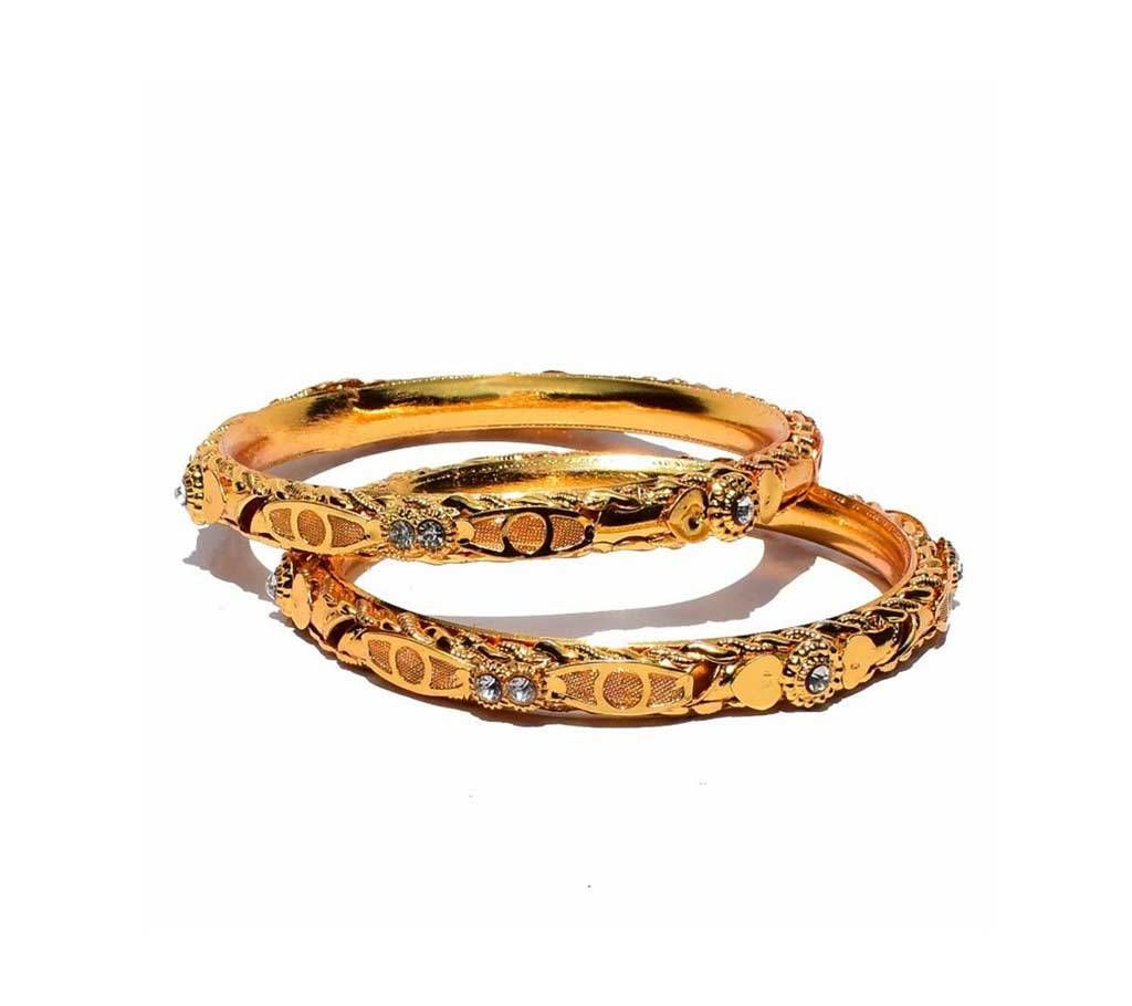 Indian Golden And White Stone Bangles For Women