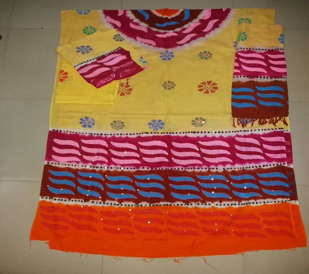 UN-STITCHED BLOCK BATIK Cotton THREE PIECE
