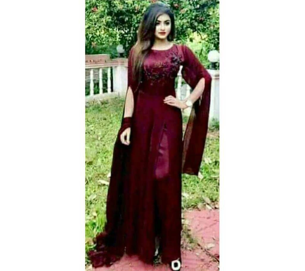 un stitched butterfly silk dress 