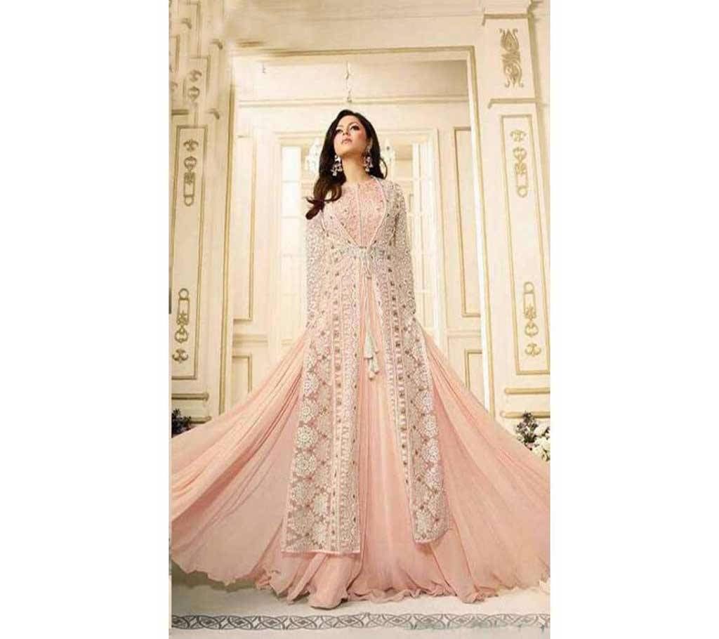 Semi stitched Georgette Long Dress with Embroidery Work (Copy)