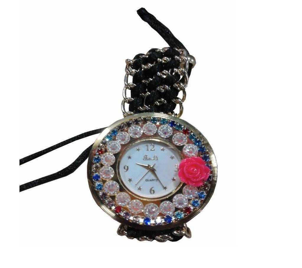 Crystal Stone Setting Ladies Bracelet Wrist Watch 