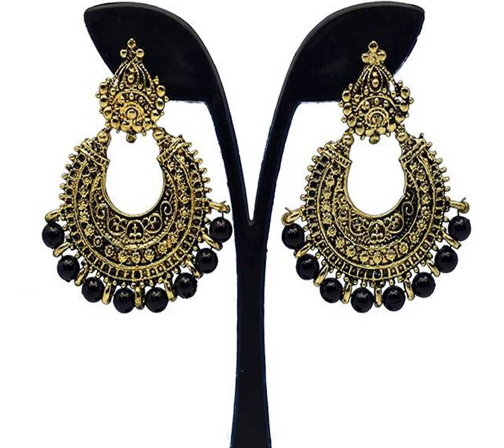 Antiqu Gold Plated Black Pearl Indian Earring for Women