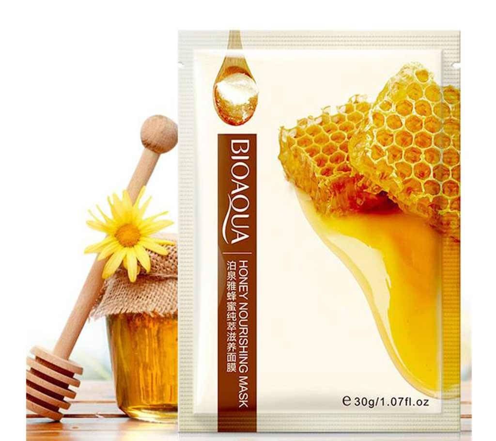 BIOAQUA Honey Facial Mask Moisturizing Whitening Shrink Pores Face Mask Oil Control brighten skin tone Face Care, 30 gm, China