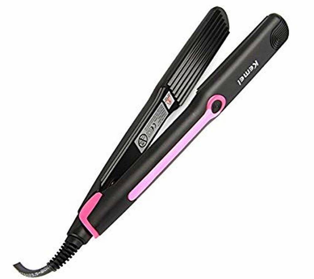 KM-2119 Professional Hair Straightener for Women - Black and Pink