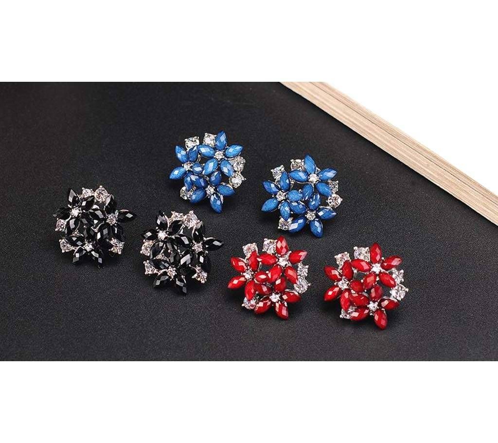 stud earrings 3 flower red
