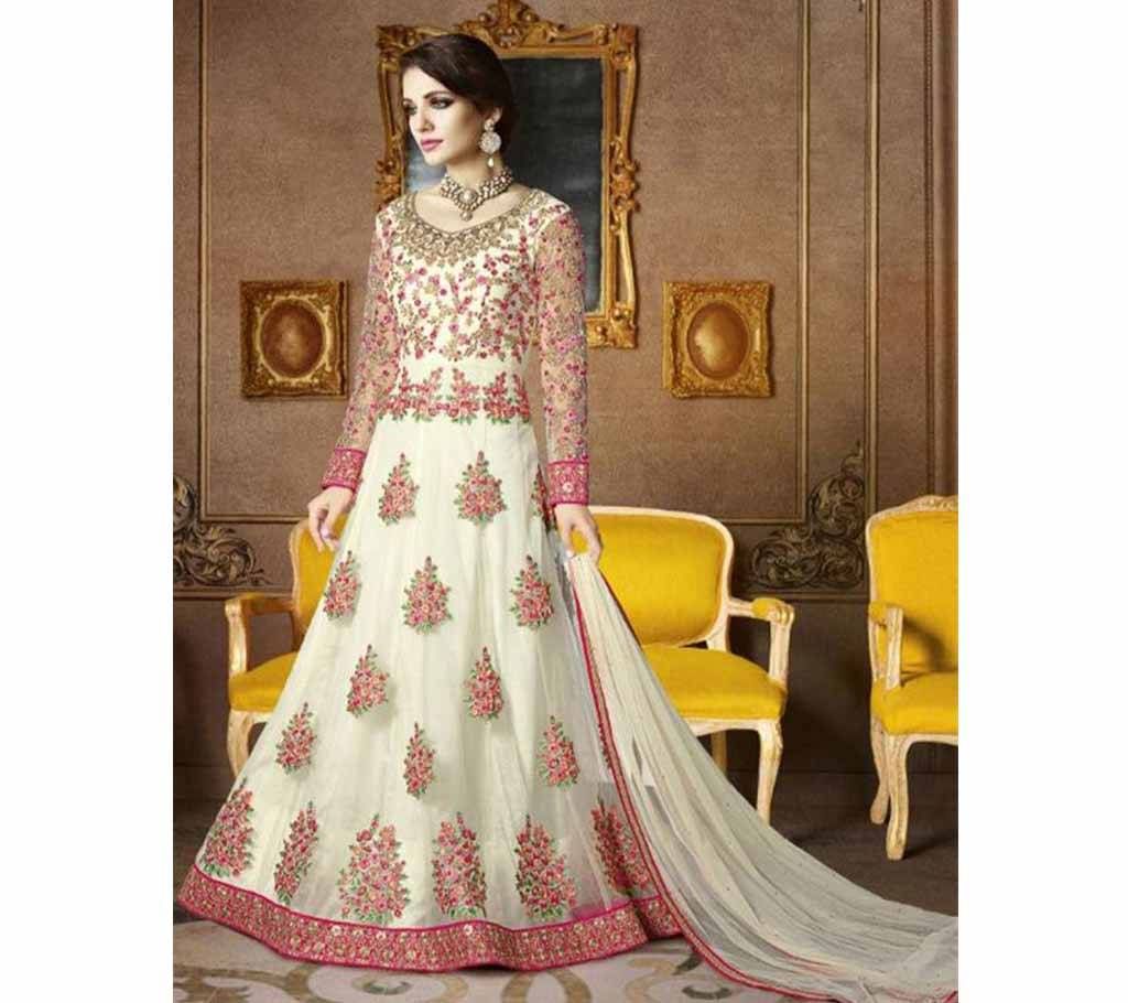 Cream Semi-Stitched Georgette Gown For Women copy
