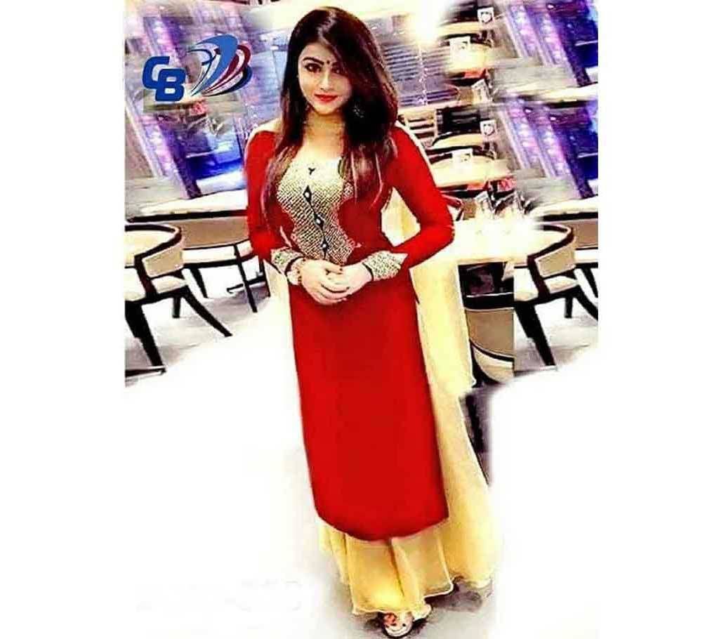 unstitched Georgette Deep Red Salwar Kameez for Women