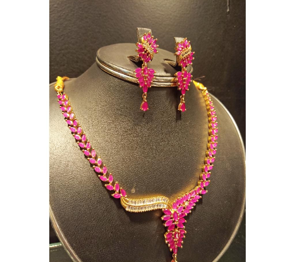 Artificial Ruby Stone Gold Plated Necklace