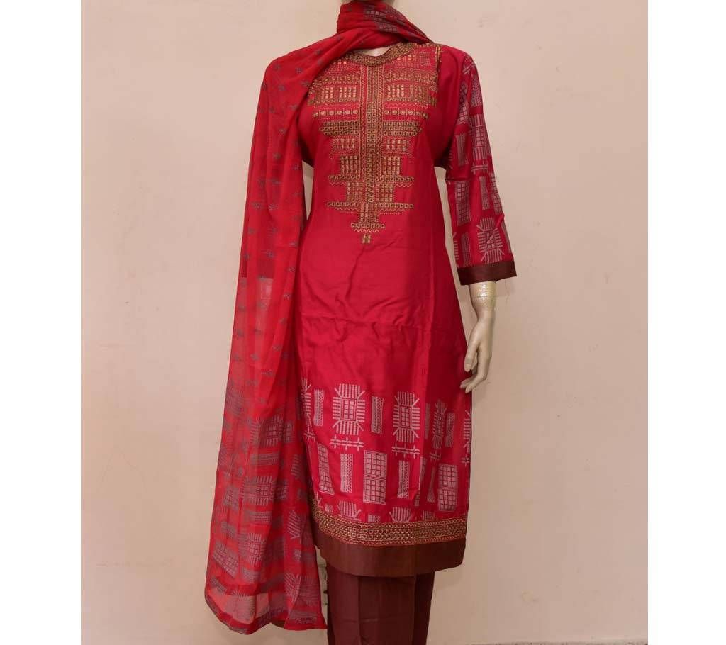 Ready Made Linen Embroidery Work Three Piece 