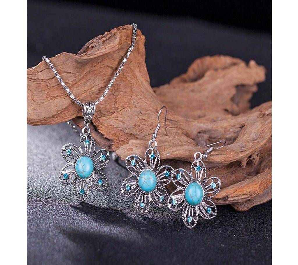African Beads Blue Stone Jewelry Set